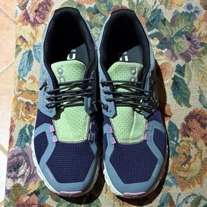 Women's Athletic Running Shoes - Navy, Green, Gray